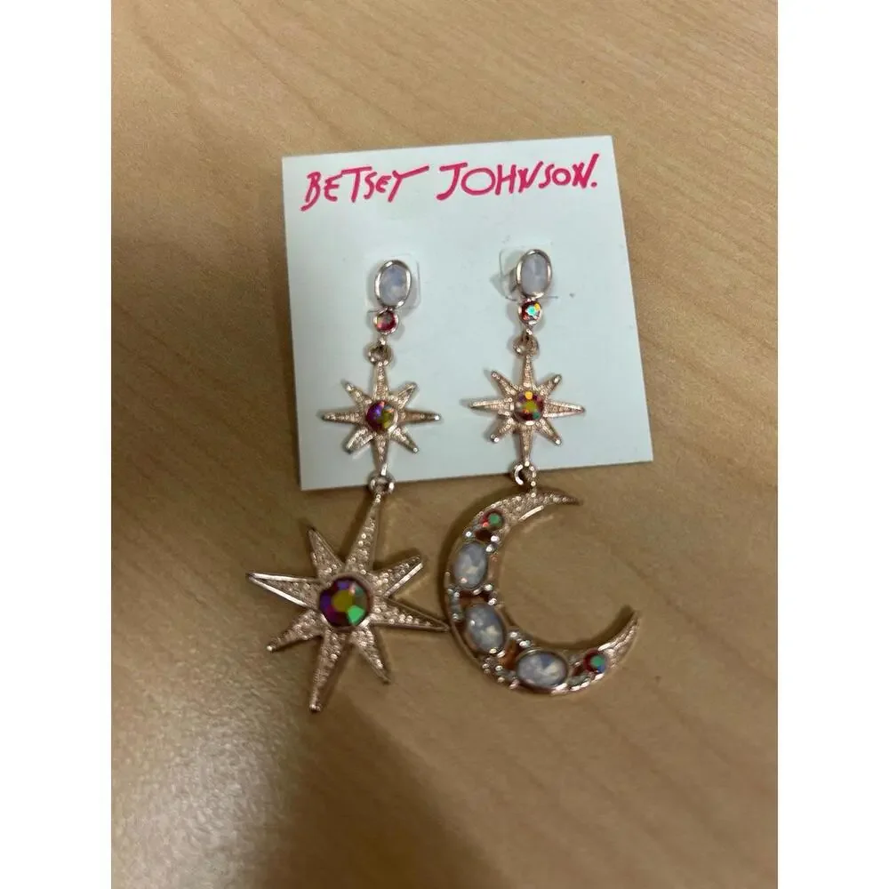 Betsy Johnson Moon and Stars Earrings - Picture 1 of 5